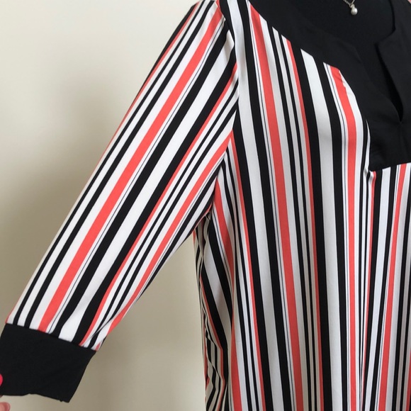 Robert Louis Black and Salmon Striped Tunic 1X - Picture 3 of 8
